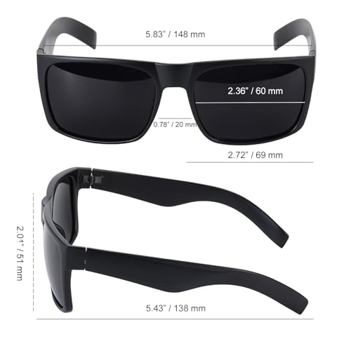 Super Dark Polarized Black Lens Oversized Sunglasses Men XL Big Head Fit Large Wide Shades Migraine Sensitive Eyes3