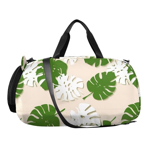 Green Leaf Palm Kids Travel Duffel Bag for Boys Girls Overnight Weekend Tote Bag with Shoes Compartment for Gym Sports Dance2