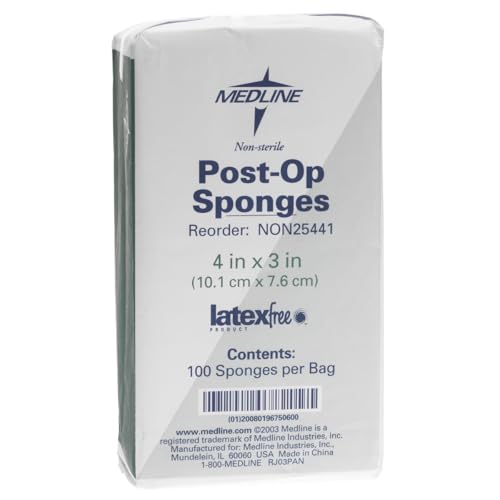Medline Nonsterile Post-Op Top Sponge Gauze Pad, tamaño 4" x 3", paquete de 2000 miniatura 2