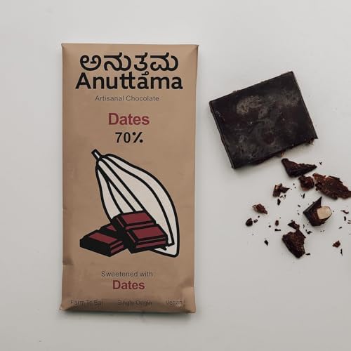 Image of ANUTTAMA Dark Chocolate Combo 50g x 2 Rakhi Special | Raksha Bandhan Handmade Date & A2 Milk Chocolate Bar | Natural Intense Dark Chocolate Premium Gift Pack