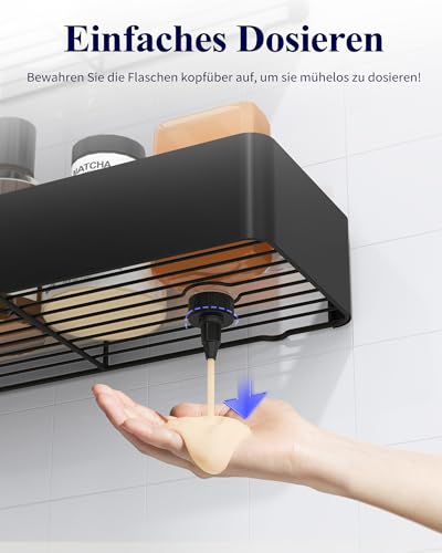 Kitsure Duschablage ohne Bohren - 2 Stück rostfreie Badezimmer Organizer, schnell trocknende Badregal ohne Bohren mit großer Kapazität, langlebige Shampoo Halterung für Duschel, 4027BL