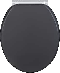 WENKO Rustic WC-bril Mod, FSC®-gecertificeerd, MDF met Easy-Close softclose- mechanisme en hygiënische Fix-Clip bevestiging, 35,5 x 42,5 cm, bruin