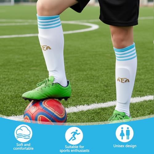 Image of Proberos Sport Compression Football Socks, Argentina Special Edition Football Socks, High Elastic Moisture Wicking Soccer Socks with Striped Cuff, Athletic Over the Calf Dress Socks, Size - M