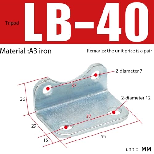 Trépied cylindrique à profil bas LB32 LB40 fixation vérin pneumatique - 4