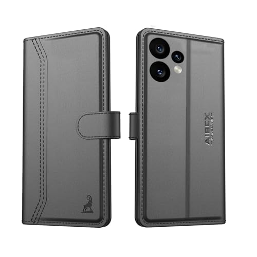 Image of AIBEX Compatible for CMF by Nothing Phone 2 Pro 5G Flip Cover Leather Finish with Magnatic Closure | Inside TPU with Card Pockets | Wallet Stand | Complete Protection Flip Case - Black