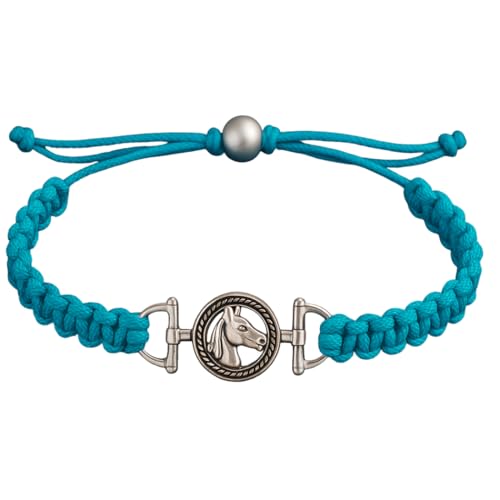 Sportybella Horse Bit Charm Bracelet, Horse Lovers Equestrian Jewelry - Adjustable Friendship Braided String Stirrup Bracelet for Women, Teens, Youth