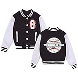 Icibgds Custom Kids Varsity Jacket Customized Birthday Baseball Jacket Custom Outerwear Personalized Coat for Boys (Style B,10 Years,10 Years)