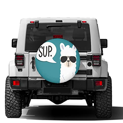 Image of Funny Llama Spare Tire Cover Dust-Proof Wheel Tire Cover Fit Trailer, RV, SUV and Many Vehicle 15 Inch