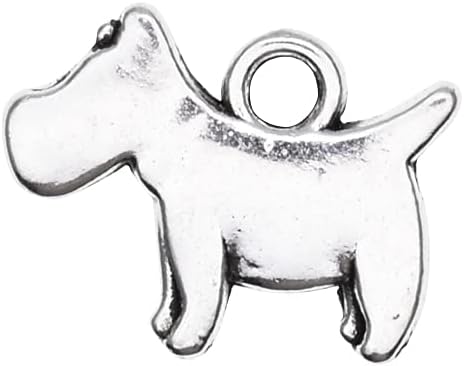 VIDRIO Pack of 80 Dog Charms Pendants Silver Craft Supplies for Jewelry Making Tibetan Accessories for Bracelets Necklace DIY