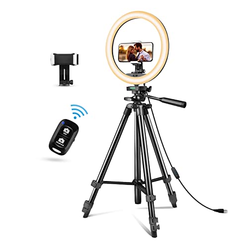 Torjim 10'' Ring Light with Tripod Stand, LED Selfie Ring Light with Stand and Phone Holder, Perfect for TikTok/YouTube/Recor