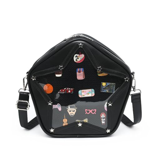 CHERRY SAUCE Kawaii Star PU Leather Ita Bag Y2k Shoulder Crossbody Bag Aesthetic Cute Pin Display