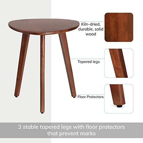 Mh London Tri Pin Side Table I Handmade Natural Mango Wood, Naturally Moisture Resistant, Maintenance Free I 16" X 16" X 18" I Wandsworth, Walnut #TOP1