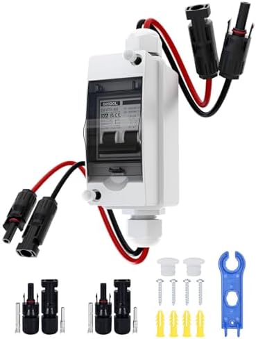 DIHOOL Solar Panel Disconnect Switch, Non Polarized DC Circuit Breaker, 30 Amp, 2 Pole, 12V-400V, AC Disconnect Box Outdoor, Battery Cutoff Isolator