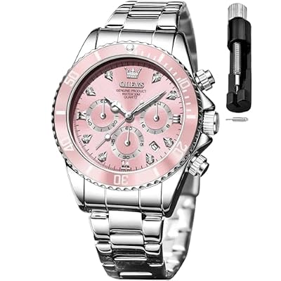OLEVS Women's Watch Chronograph Analog Diamond Watches Quartz Waterproof Luminous Calendar Ladies Watch Pink relojes de Mujer