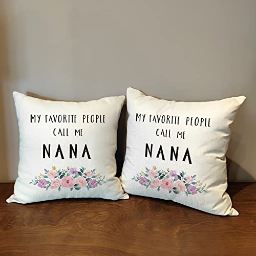 Ouz My Favorite People Call Me Nana Throw Pillow Covers, Personalized Nana Pillow Cover Gift, Gift For Nana For Birthday, Home Decor Pillowcase Gifts 18 X 18 Inch-8R202 #TOP2