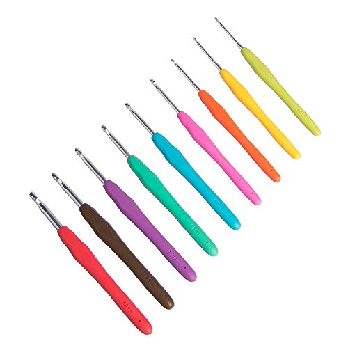 Crochet Hook Set - Ergonomic Crochet Hook Set - Soft Rubber Handles - Best For Pain Free Crocheting -Comfort Grip - Premium Aluminum -Life Time Guarantee #TOP1