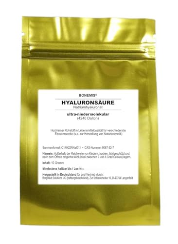 Hyaluron (Anti-Aging-Creme selber machen), Rohstoff für Naturkosmetik, 10 g im Beutel, Bonemis®