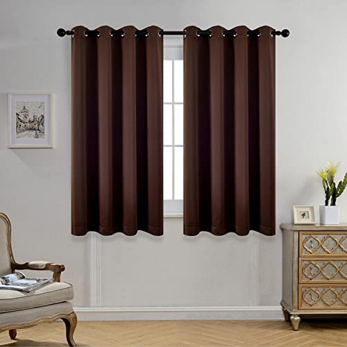 MIUCO Room Darkening Grommet Window Blackout Curtains Two Panels for Girls Bedroom 52x63 Inch Chocolate, Bonus 2 Tie Backs Included by MIUCO - Used condition - US$17.93