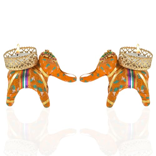 Image of Handmade Elephant Tealight Candle Multicolor Candles for Home Decoration Diwali Laxmi Poojan Elephant Tea Light Candle Holder Birthday DecorRoom Decor(Pack of 10 Elephant), Metal;Plastic