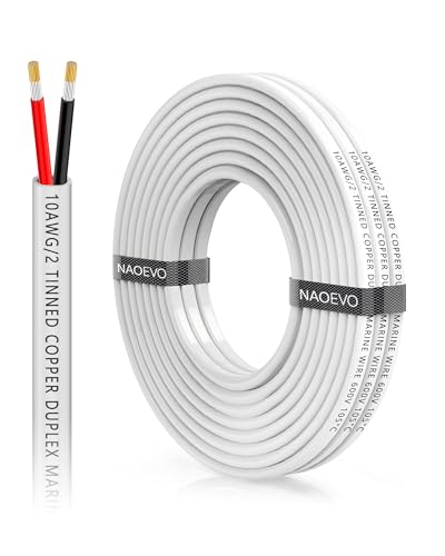 NAOEVO 10 Gauge Marine Wire Duplex, 10 AWG Wire, 10/2 Marine Cable, 15FT