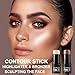 2Pcs Contour Stick with Brush Set, Highlighter and Bronzer Face Stick for Face Shaping, Long Lasting Waterproof Silky Cream Contouring Stick for Sculpt the Face, Non-Greasy Formula (8#、#14, Brush)