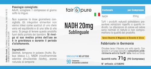 NADH 20mg Fair & Pure - 180 comprimés sublinguaux végans
