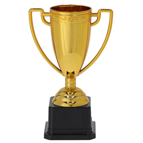 noTrash2003 Coppa di compleanno per bambini, in plastica, per feste, concorsi, trofeo vincitore, altezza 18/19 cm, con base nera, 2 versioni (altezza 18 cm)