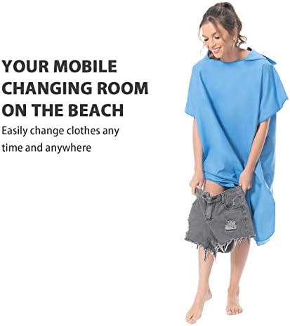 MOKANI Changing Robe Microfiber Towel Poncho with Hood for Beach Surfing Swimming Wetsuit Changing, Quick Dry & Light Weight, Fits Men Women Adults (Blue)