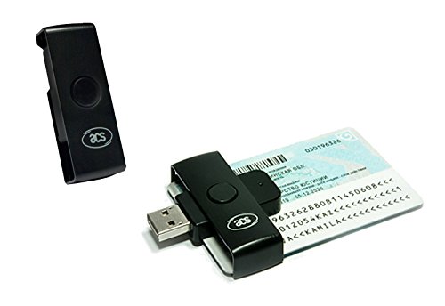 ACS ACR38U-N1 PocketMate - Lector de tarjetas Inteligentes Smart Card ID eID USB tipo A (DNI electrónico) plegable y compacto, color negro