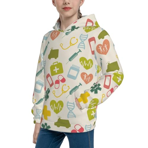 Medical Icons Kid Hoodies Boys Sweatshirts Girls Pullover with Pocket2