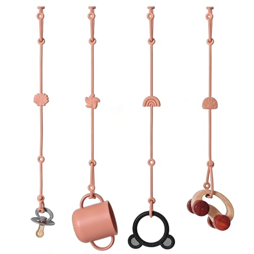 Image of Andy Bear Toy Straps for Toddler Toy Safety Straps Silicone High Chair Toys Straps Toddler Bottle Straps for Strollers, High Chair, Car Seat, Stroller Accessories-Terra Cotta