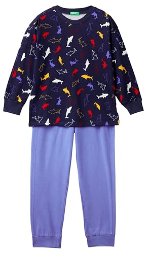 United Colors of Benetton Pig(Maglia+Pant) 32K60P07I Set di Pigiama, Blu, 90 Bambino