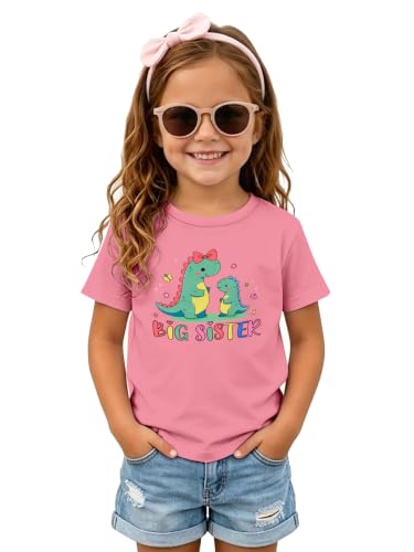 Image of Funnycokid Big Sister Shirts for Girls Pregnancy Announcement Toddler Promoted to T-Shirt 1-7 Years