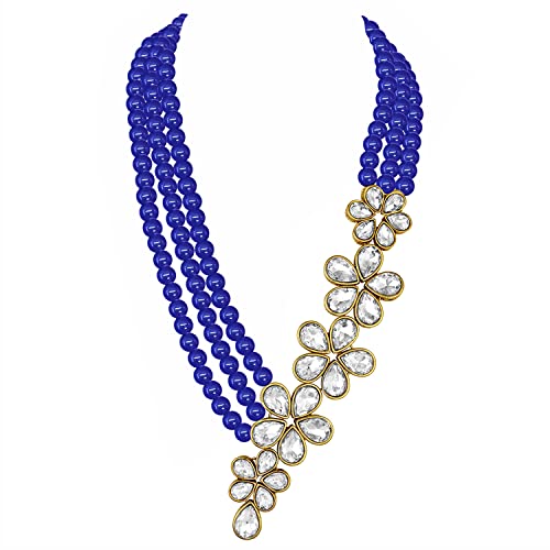 Image of Peora Crystal Faux Pearl Necklace & Jewellery Set Gift for Women