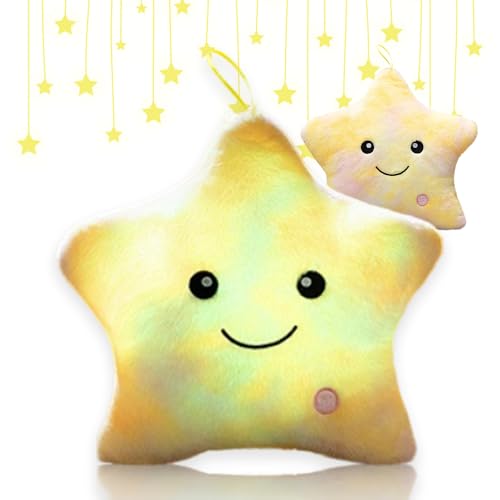 Shengou Weihnachten Kissen Stern LED, kuschelkissen LED,Kissen Deko, Leuchtendes Sternenkissen, Sternkissen Flauschiges, für Weihnachten,Geburtstag,Schlafzimmer Deko