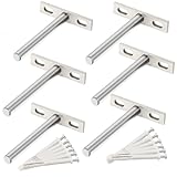 HOTQ ブラケット 棚受け 金具 フローティング 差し込みタイプ ニッケルめっき 70mm x 123mm 6個入り