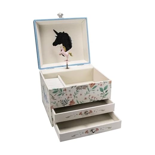GICO Schmuckkästchen Einhorn mit zwei Schubladen für Mädchen Kinderspieluhr mit Musik, drehender Figur und Spiegel Geburtstagsgeschenk Mädchen Schmuckbox Kinder - 92065