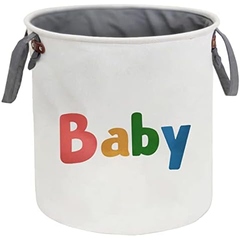 HIYAGON Laundry Baskets,Cotton Fabric Laundry Hamper,Collapsible Storage Baskets Home organizer Bin for Baby Nursery,Toys(Baby hamper) Cover