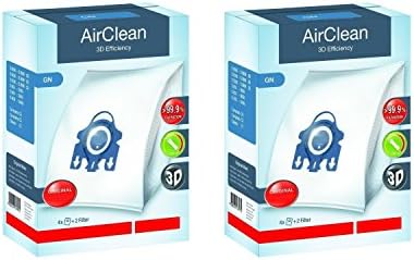 Miele GN AirClean 3D Efficiency Dust Bags for Miele Vacuum, 2-Boxes of 4 Bags & 2 Filters