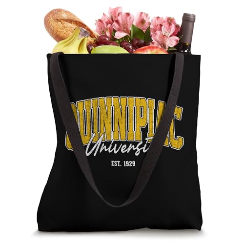 Bolso tipo tote retro con diseño arqueado de Quinnipiac Collegiate para hombres y mujeres miniatura 4