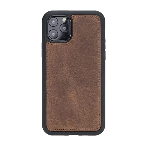 Hardiston Genuine Premium Leather Handmade Wallet Case For Iphone 11 Pro 5.8'' - Detachable Magnetic Flip Cover With Card Holders - Horizontal Kickstand - Perfect Protection For All Edges (Brown) #TOP5