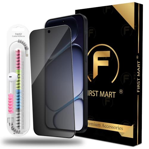 Image of FIRST MART Privacy Tempered Glass for OnePlus Nord 6 With Cable Guard & Installation Kit | Anti-Spy 9H Screen Protector, Edge-to-Edge, Case-Friendly | Black