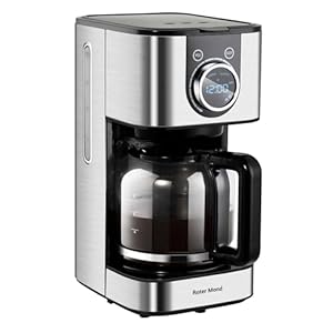Coffee Maker, 10-Cup Programmable Coffee Machine with Keep Warm Coffee Pot LCD Screen Brew Strength Control, Stainless Steel Anti-Drip Digital Coffee Machine for Home and Office