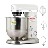 GSHSHOU Electric Stand Commercial Dough Mixer,3-in-1 Food Mixer with Dough Hook, 5L/7L/10L Stainless Steel Stand Mixer,Pizza Bakery Multifunction Blender 7L