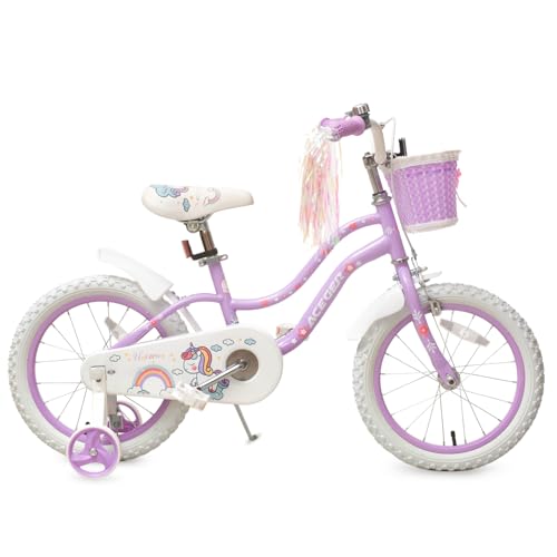 Image of Princess Style Girls Bike with Basket for 2-13 Years Old Kids and Toddlers, 12 14 16 18 Inch Bicycle for Children with Training Wheels and Streamers, 20 Inch with Kickstand, Multiple Colors
