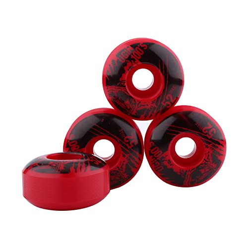 lvifloae 52mm x 30mm 4 pcs/Set Outdoor Durable PU Longboard Skateboard Wheels for Basic Skateboarding Blue White Red Yellow Pink (Red)