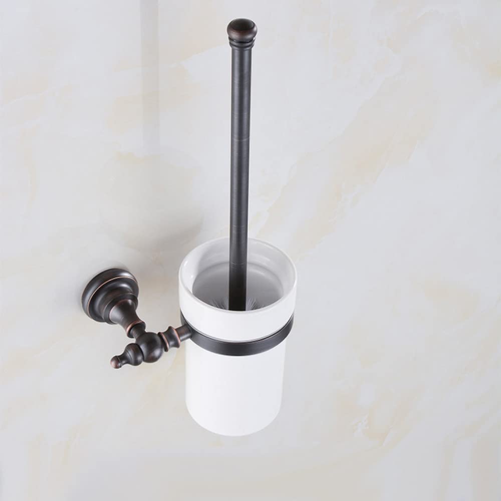Juego de accesorios de baño bronce frotado con toallero y portaescobillas de pared