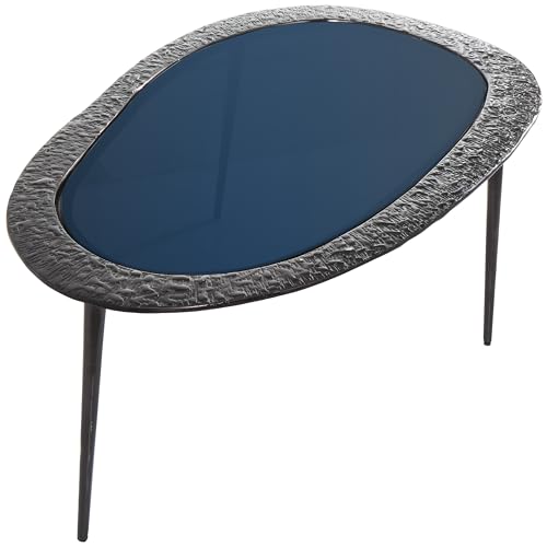 Deco 79 Aluminum Metal Living Room Coffee Table Abstract Oval Shaped Table with Shaded Glass Top, Center Table 30" x 25" x 18", Black by Deco 79 - Image 8