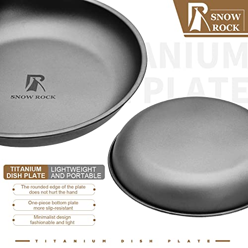 Snow Rock Set Of 2 Titanium Plates Dish Cookware For Outdoor Backpacking Camping Hiking Travelling, Dia 185Mm And Dia 218Mm Titanium Plates #TOP2