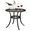 VINGLI 24 Cast Aluminum Outdoor Side Table All Weather Round Patio Coffee Table Porch Table Outdoor Bistro Table Outdoor End Table Bronze